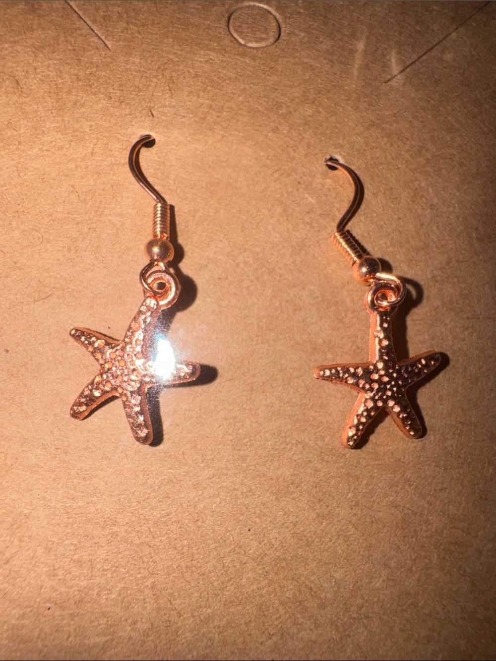Starfish Drop Earrings in Rose Gold Tone - Beach Charm